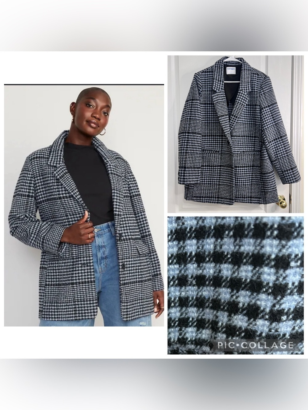 Old Navy Plaid Tweed Two Button Soft-Brushed
Oversized Blazer Jacket size L